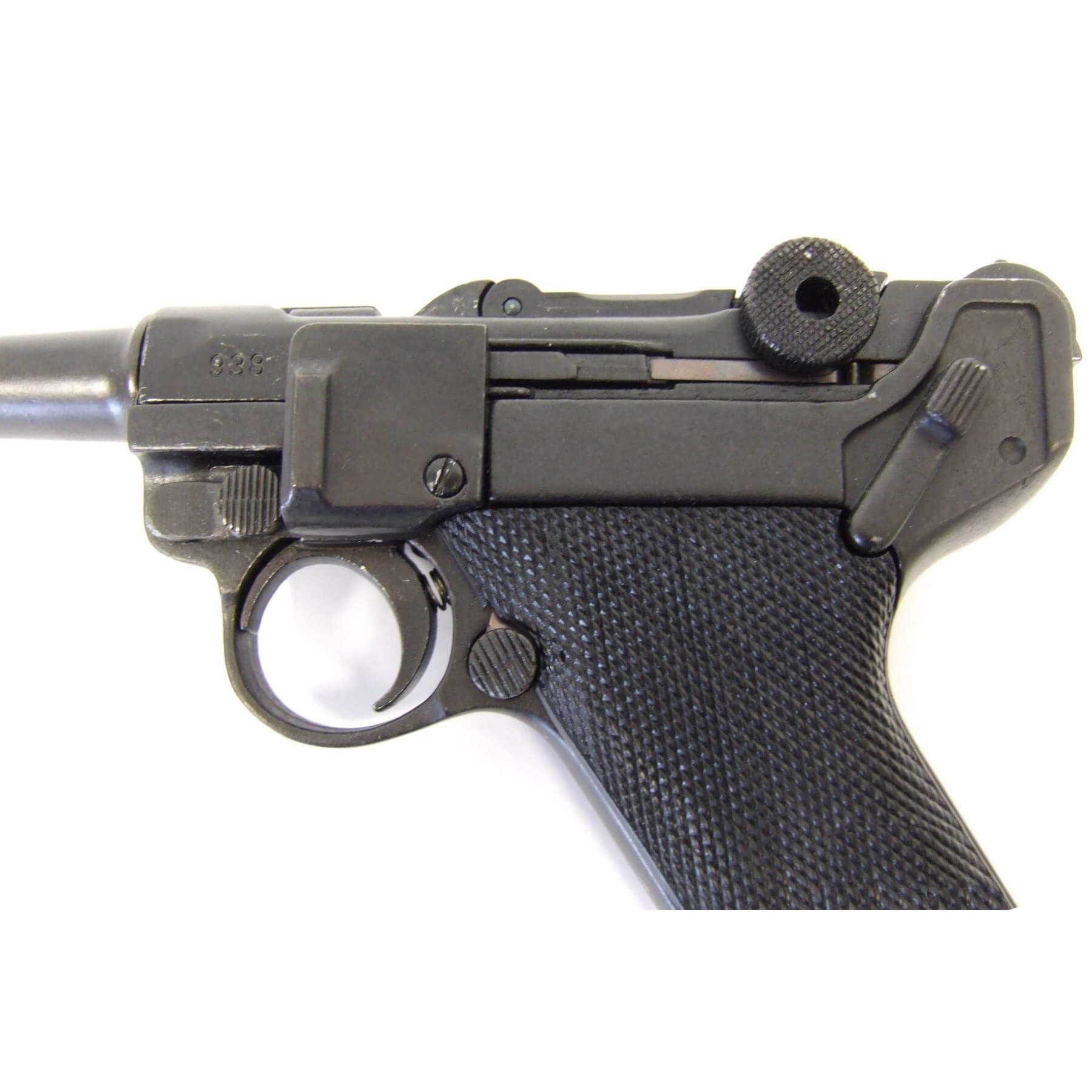 Parabellum Luger P08 Pistole, Deutschland 1898 aus Metall und schwarzen Kunststoffgriffen