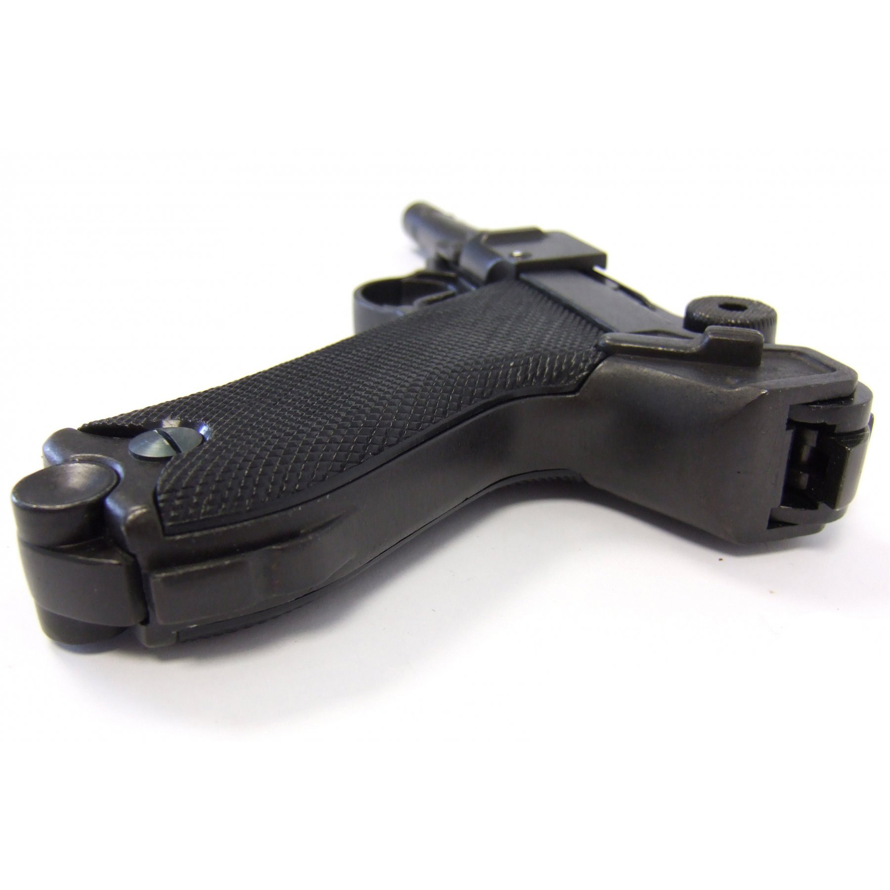 Parabellum Luger P08 Pistole, Deutschland 1898 aus Metall und schwarzen Kunststoffgriffen