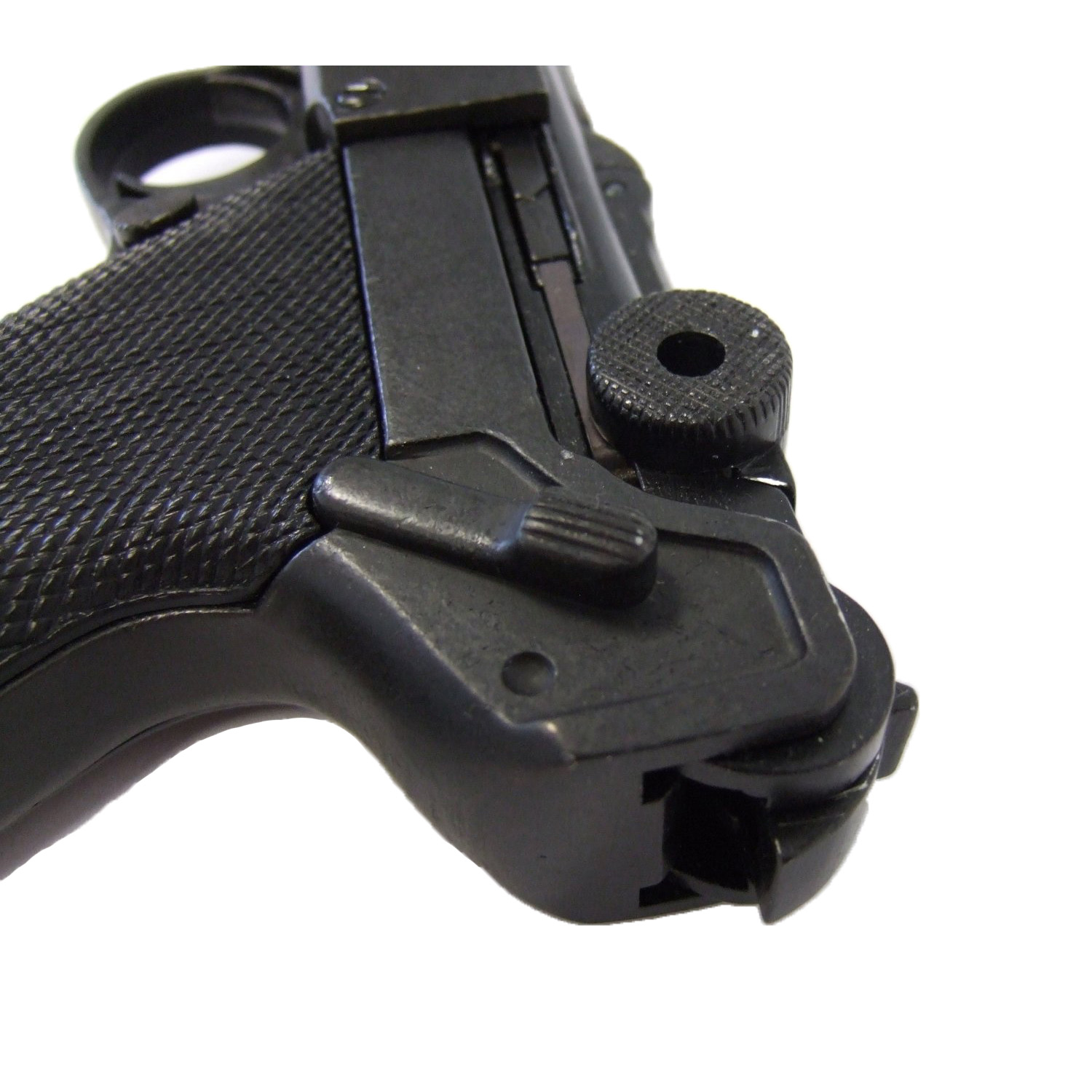 Parabellum Luger P08 Pistole, Deutschland 1898 aus Metall und schwarzen Kunststoffgriffen