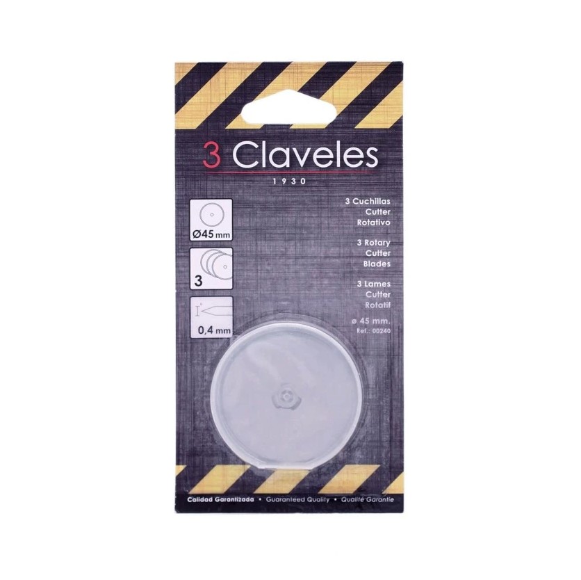 Pack de 3 cuchillas para cutter rotativo de 45 mm 3 Claveles