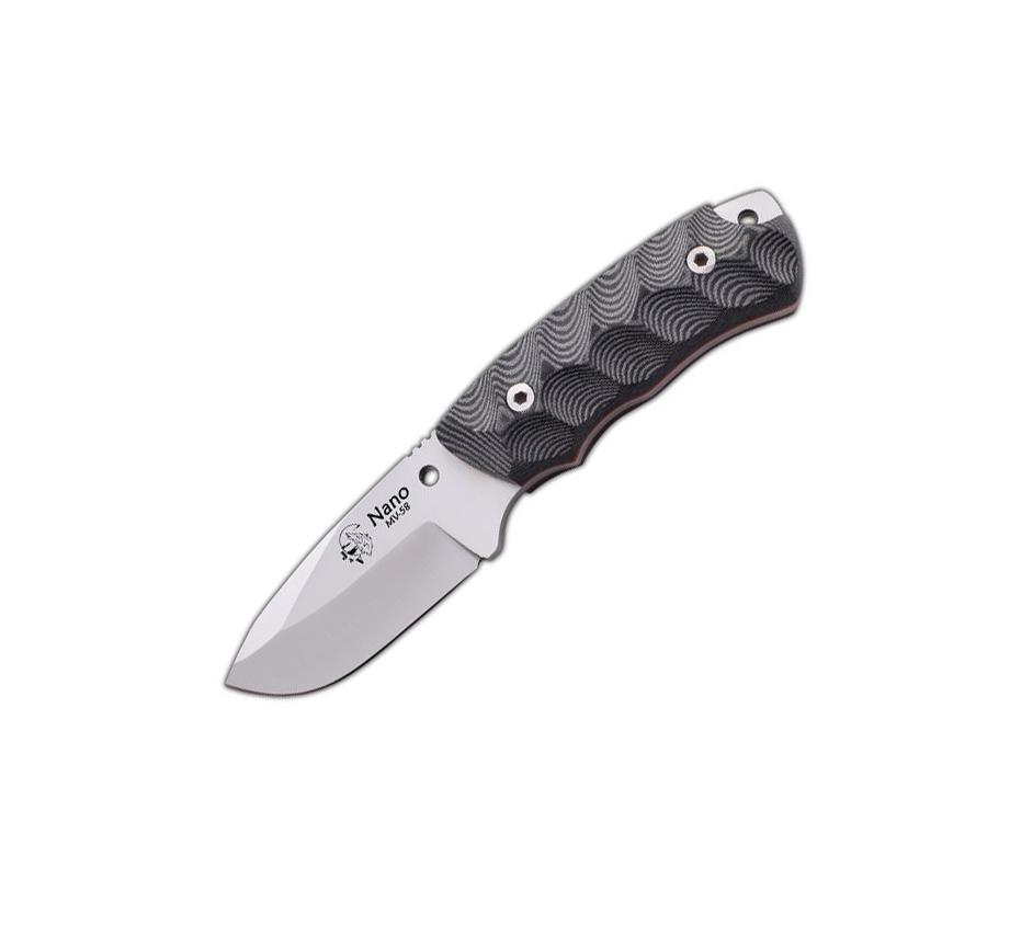 Faca de pescoço JV Nano 2.0 com escamas micarta pretas