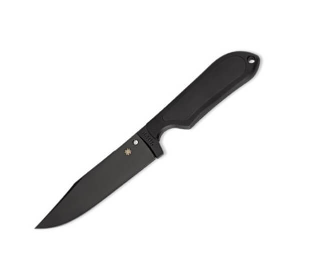 Spyderco Street Bowie hunting knife with black FRN handle and bla...