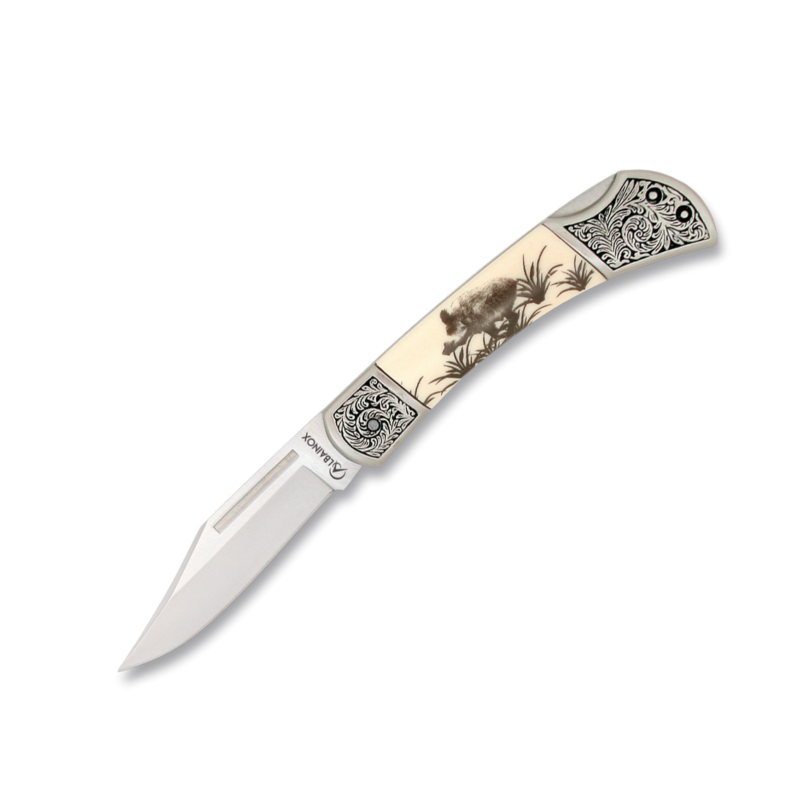 Klassisches Taschenmesser mit PVC-Griff, verziert mit Wildschwein...