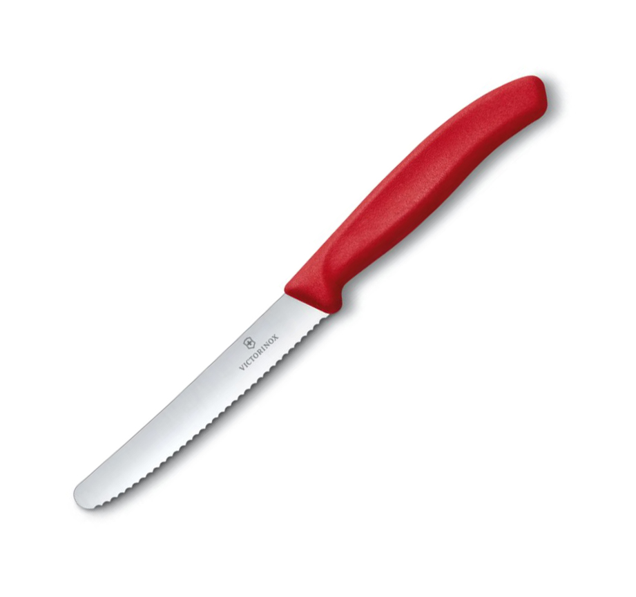Victorinox Swiss Classic Tomatenmesser mit Wellenschliff und rote...