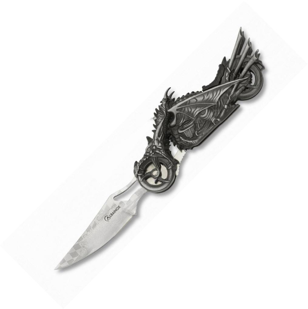 Albainox Motorrad-Taschenmesser mit Drachen, 8,5 cm Klinge