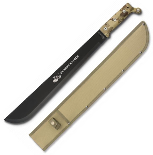 Desert Storm machete with 41.5 cm black blade and arid pixel camo...