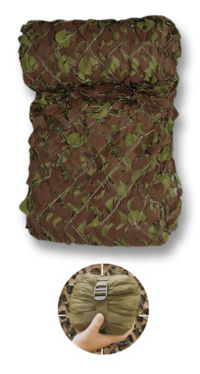 Filet de camouflage vert avec filet et sac de compression 3 x 1,5...