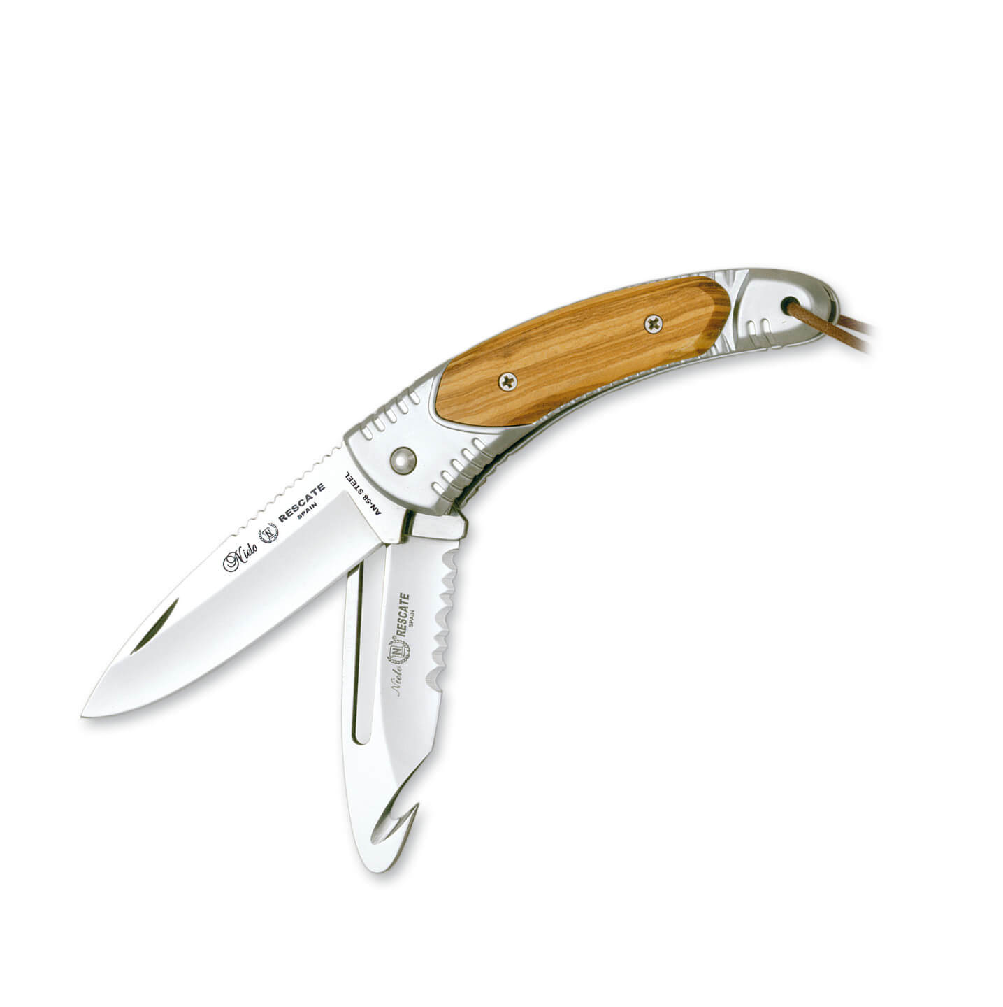 Nieto Rescate Taschenmesser mit Hartchrom- und Olivenholzgriff un...