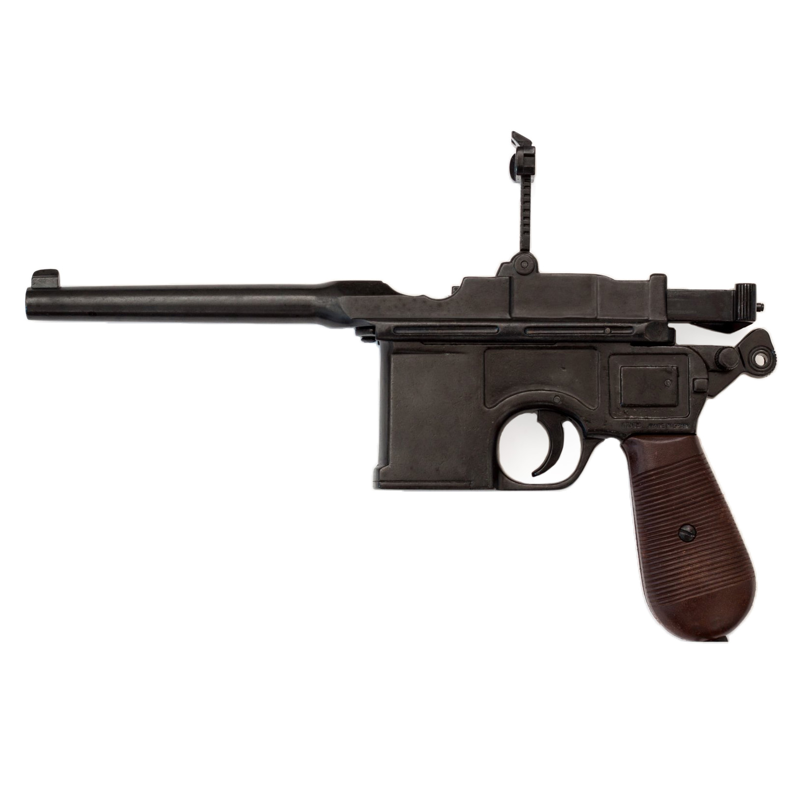 C96-Pistole, Deutschland 1896 aus Metall mit Holzimitat-Kunststoffgriffen