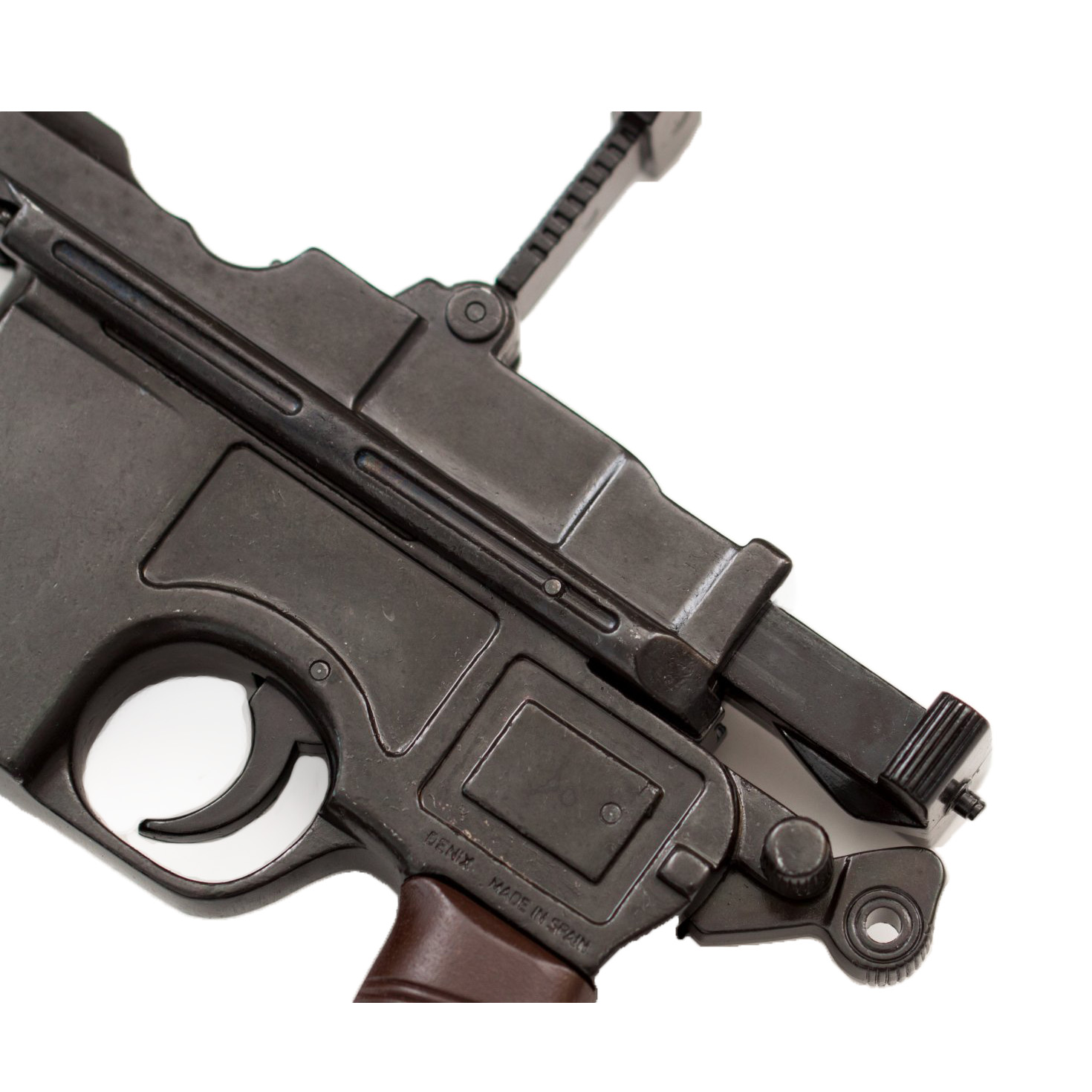 C96-Pistole, Deutschland 1896 aus Metall mit Holzimitat-Kunststoffgriffen