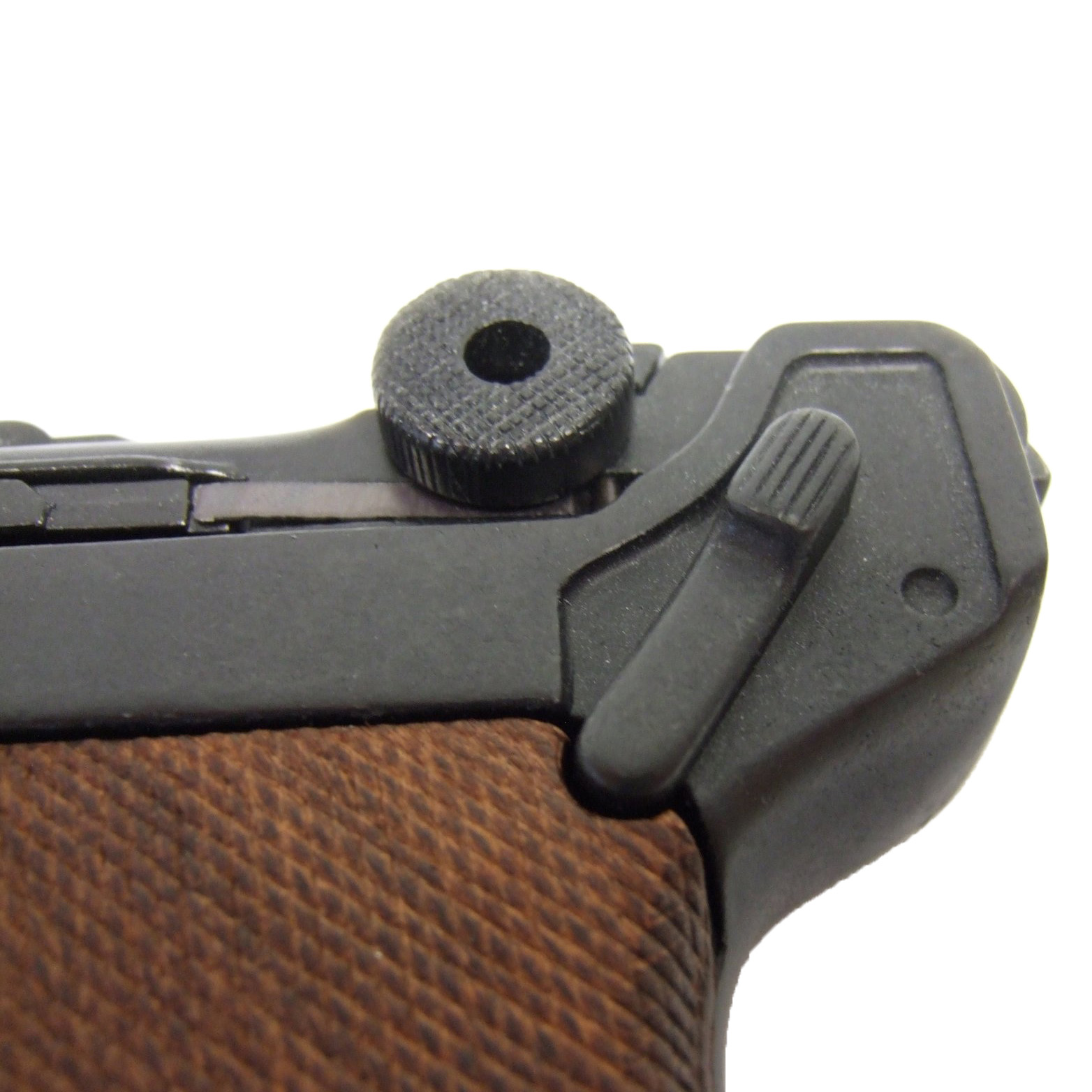 Parabellum Luger P08 Pistole, Deutschland 1898 aus Metall und Holzgriffschalen