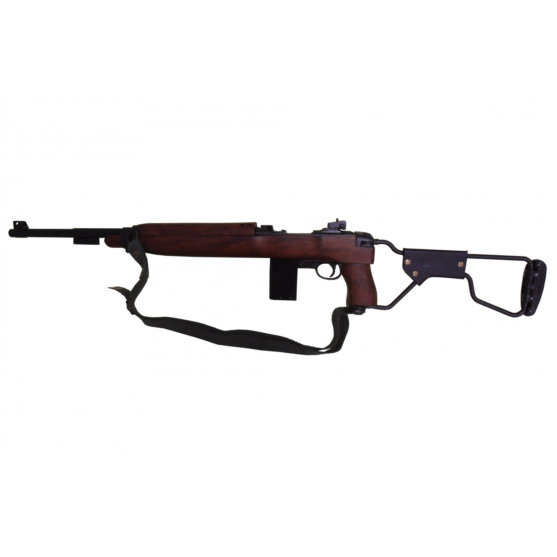 Réplica do mod de carabina M1A1. Paraquedista, EUA 1942 com coronha rebatível e pega em tecido