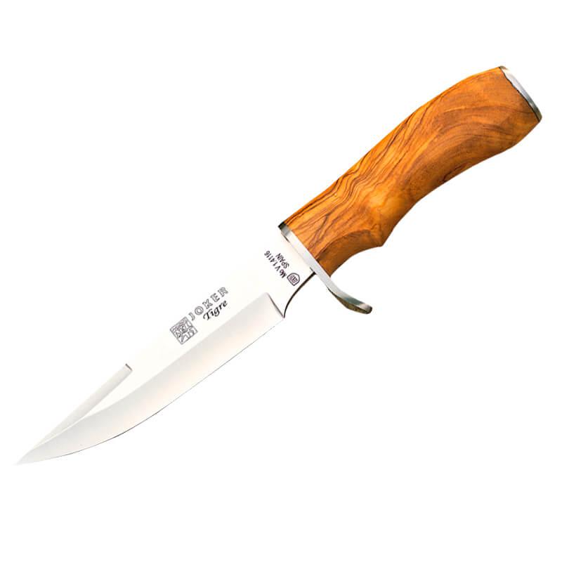 Cuchillo de caza Joker Tigre con mango de madera de olivo y hoja de 14,5 cm