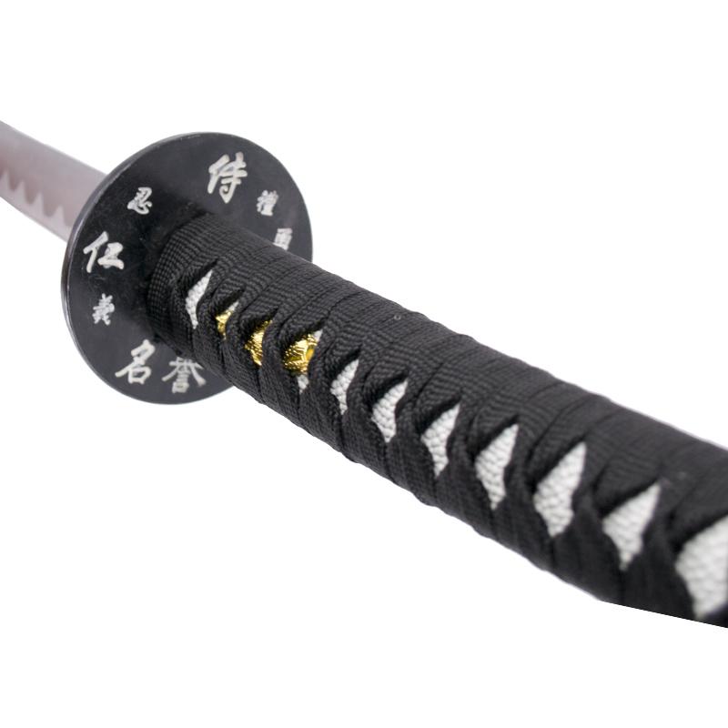 Katana decorativa com bainha preta com inscrição