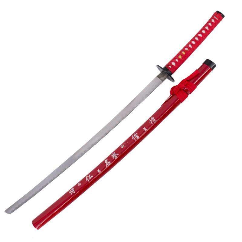 Katana décoratif avec fourreau rouge avec inscription