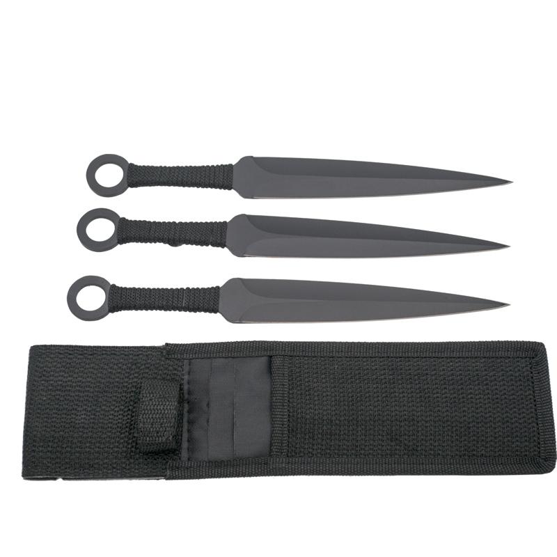 Pacote de três facas de arremesso pretas