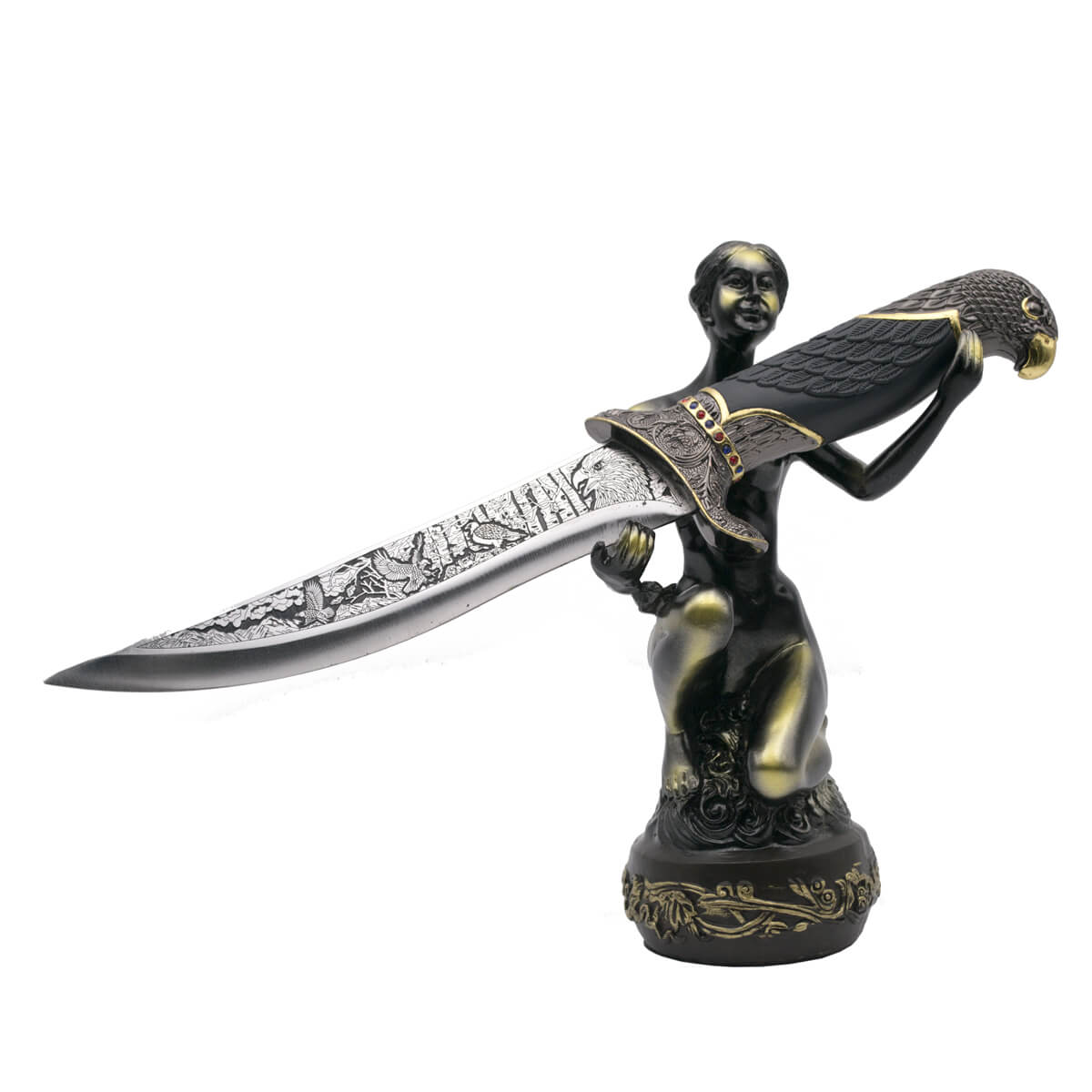 Poignard d'aigle décoratif avec base de femme