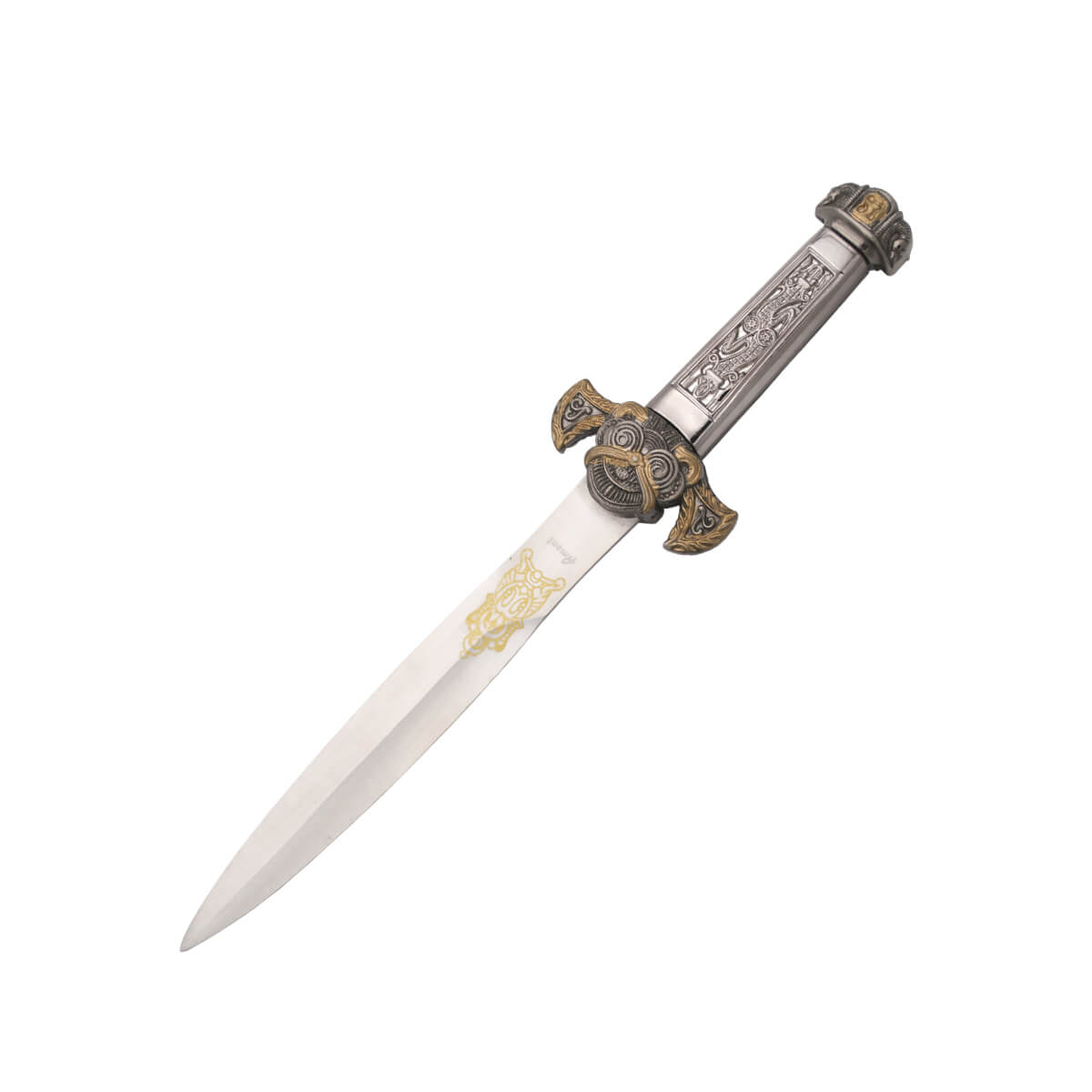 Poignard aztèque avec garde couleur nickel et pomo et garde illus...