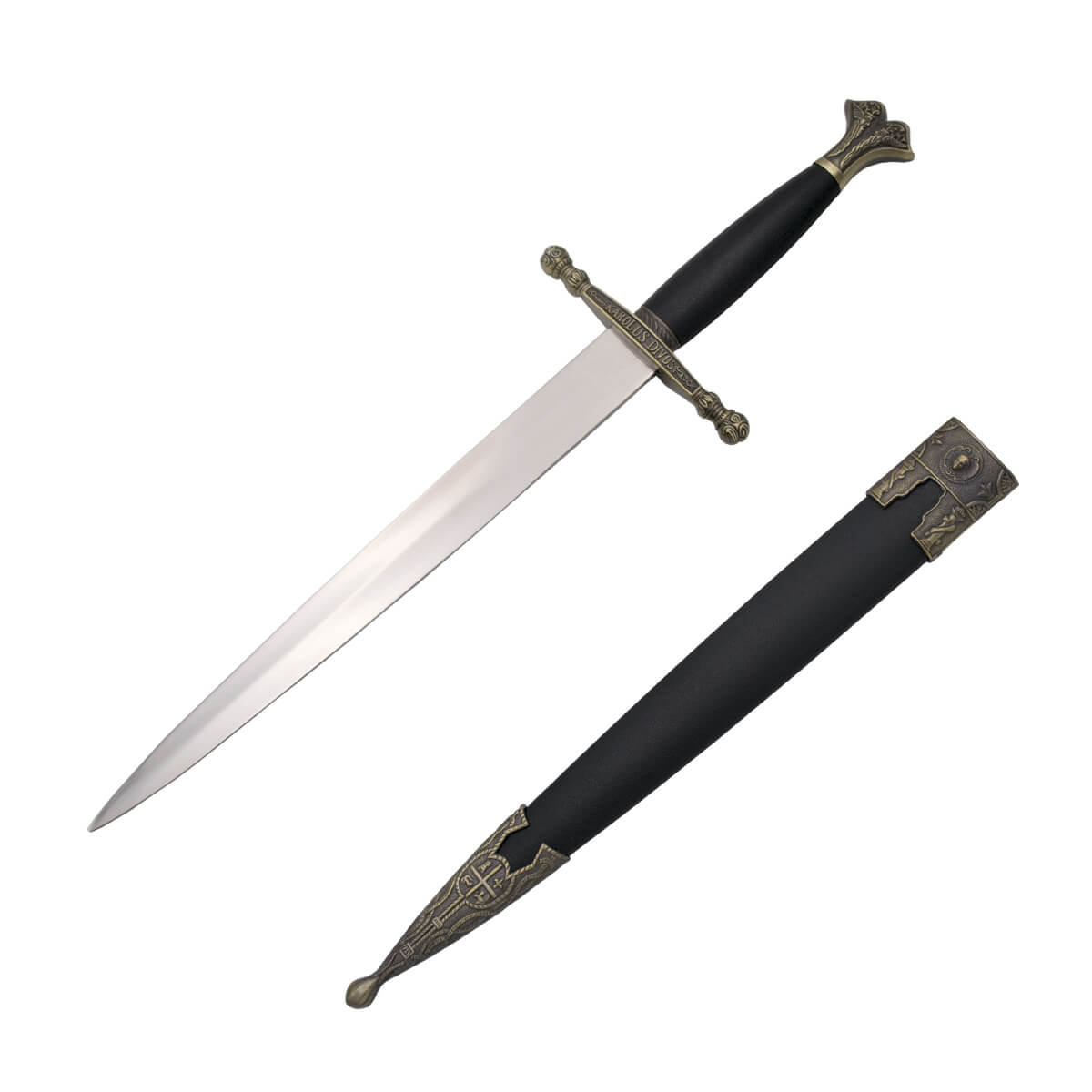 Adaga de Carlos V com pomo e guarda na cor bronze e punho e bainh...