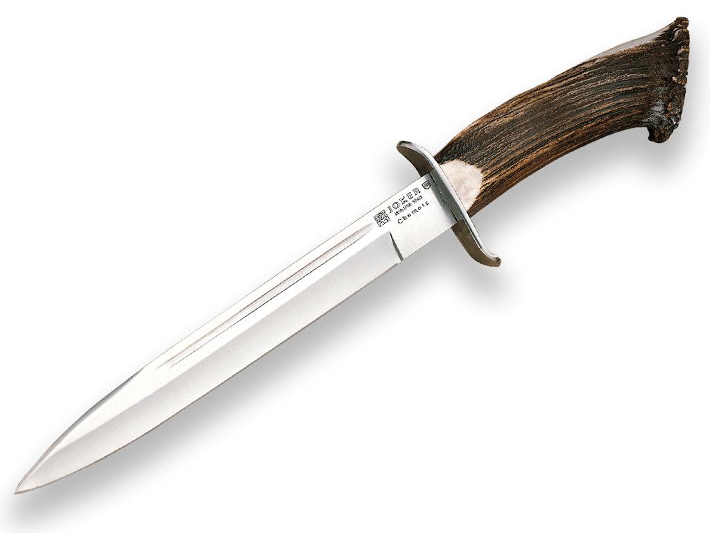 Coltello da caccia Joker Chamois con manico di cervo con rosetta e lama da 25,5 cm