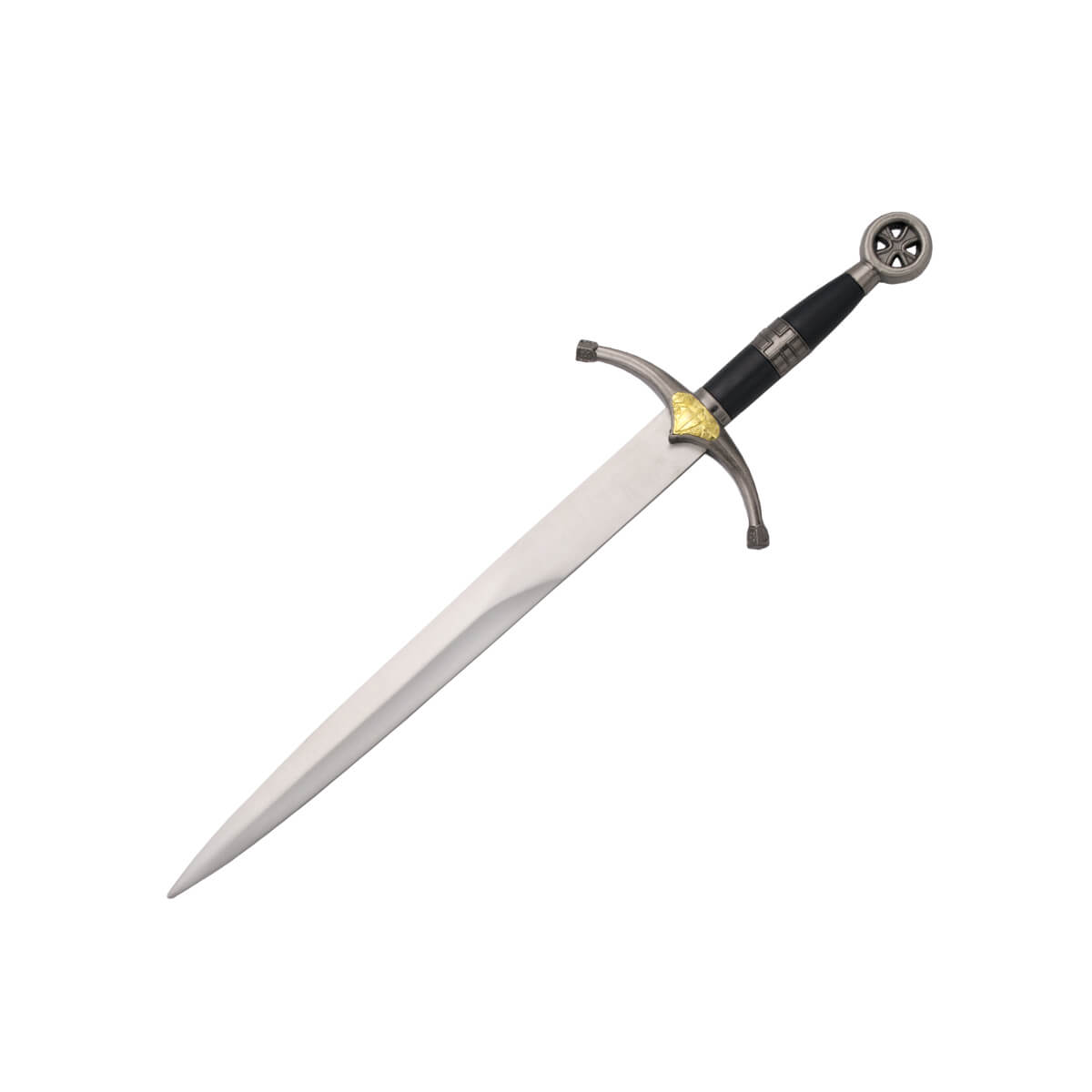Pugnale medievale crociato con pomo color nichel e oro con croce ...