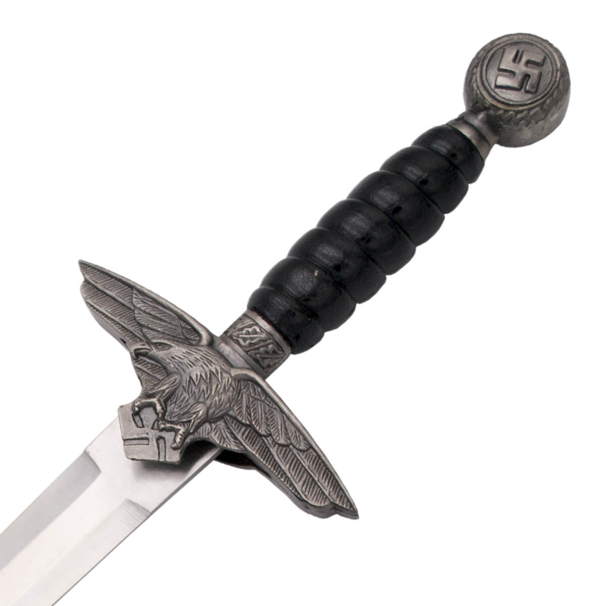 Deutscher Dolch mit Adlerschutz und schwarzem Griff und Scheide