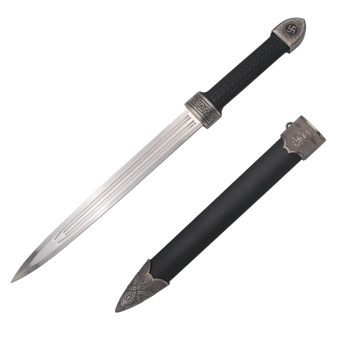 Poignard allemand avec pomo et garde couleur nickel et garde et f...