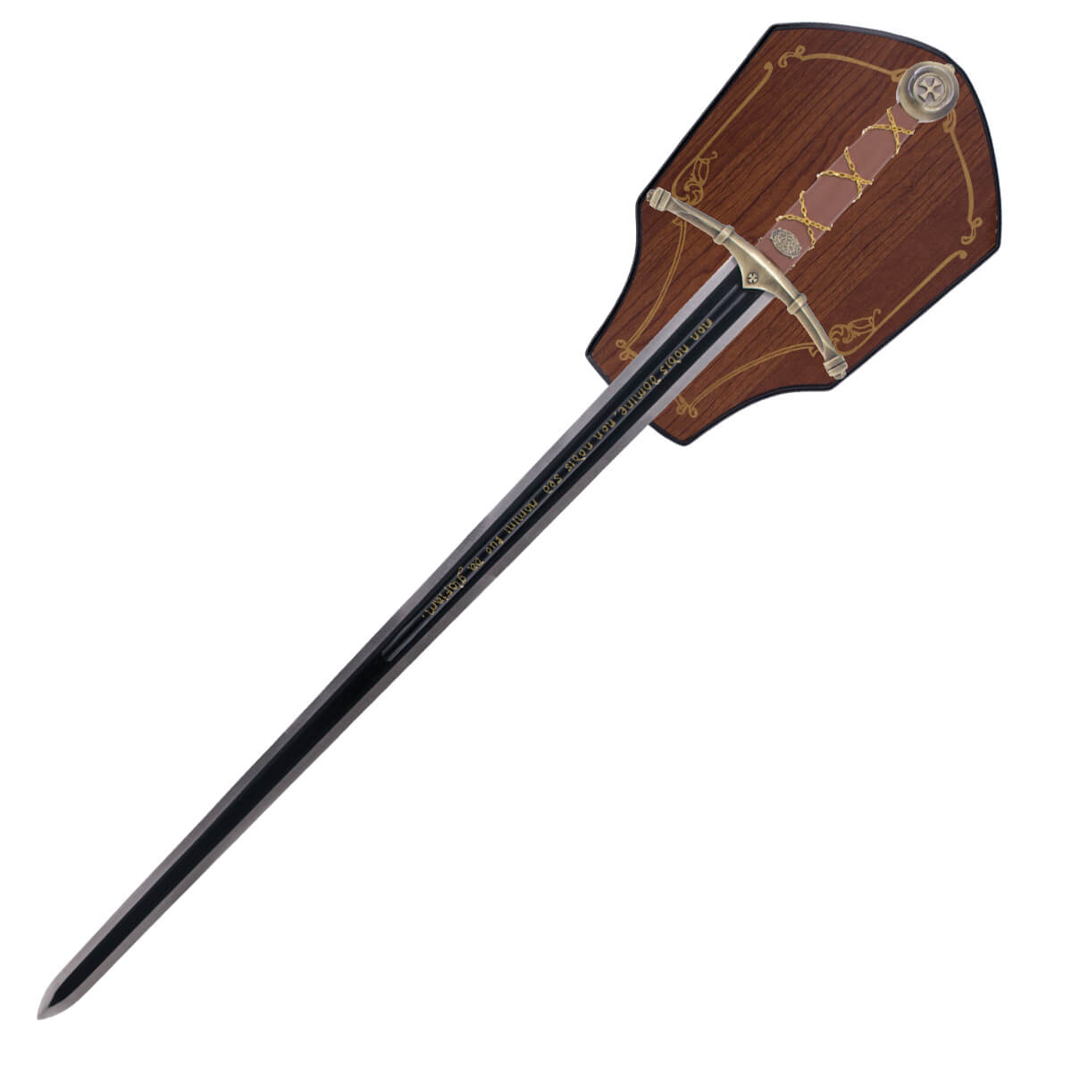 Templar sword with engraving on the blade and support for hanging