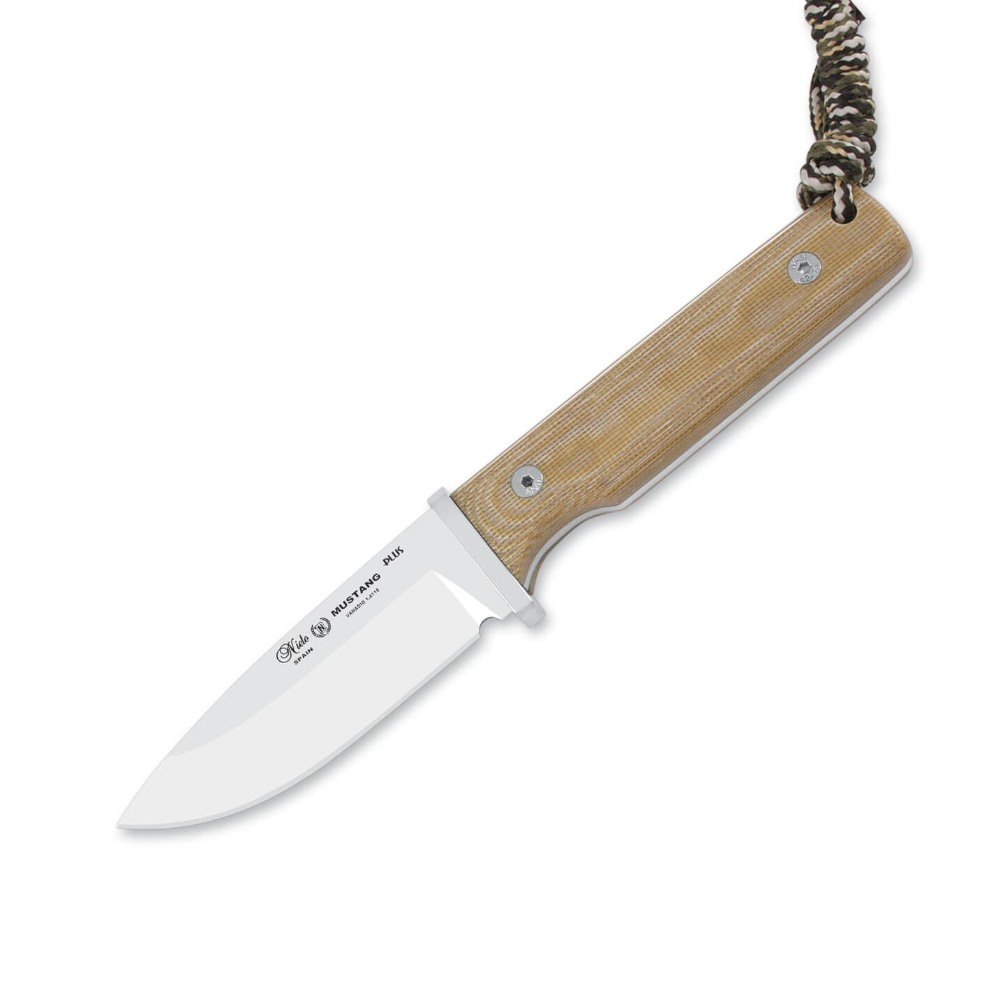 Faca tática Nieto Mustang Plus com cabo micarta canvas desert sti...