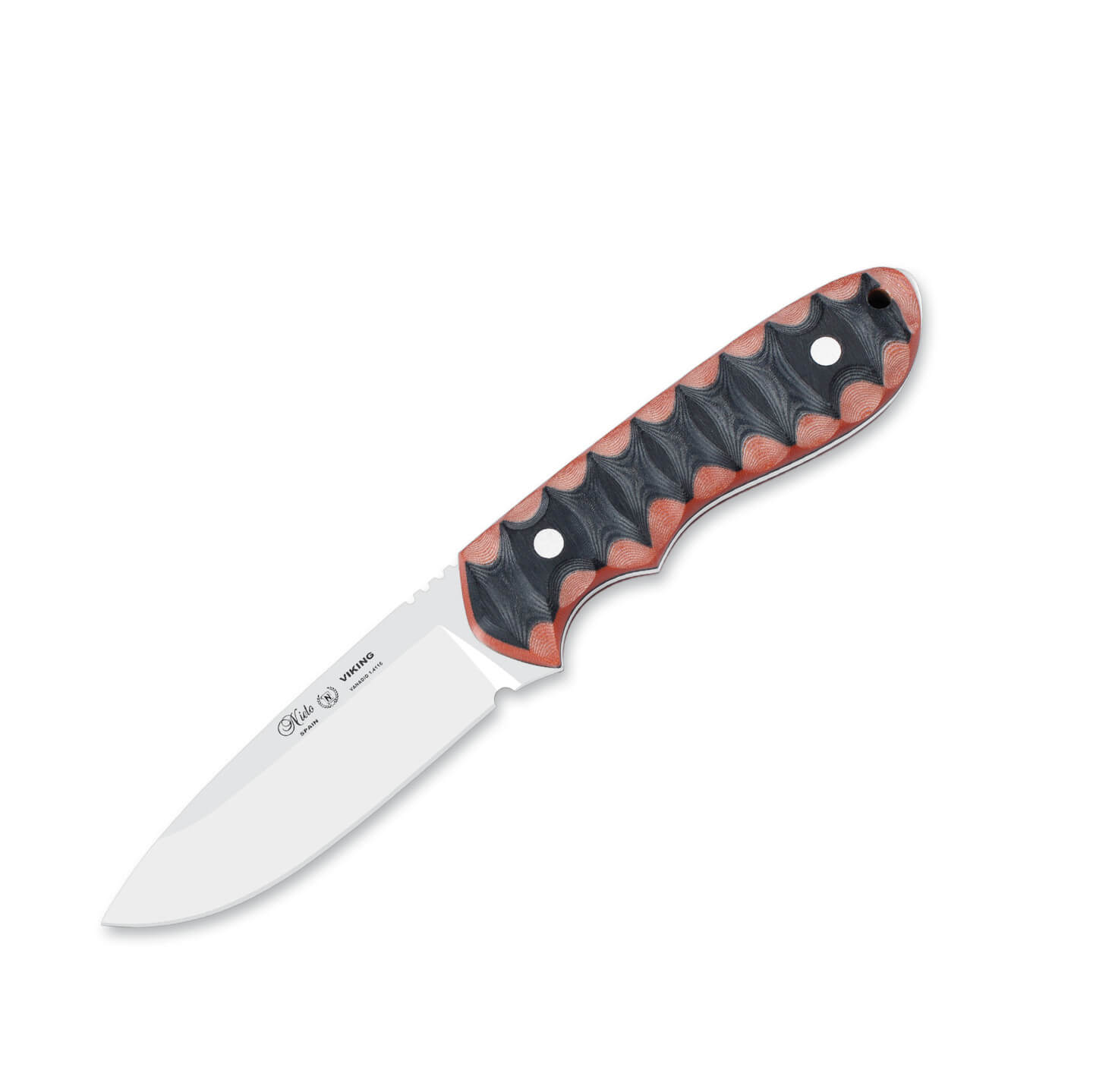 Faca de bushcraft Nieto Viking com cabo katex micarta laranja e l...