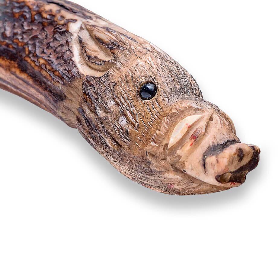 Cuchillo Bowie de caza y colección Joker con mango de asta de ciervo tallado