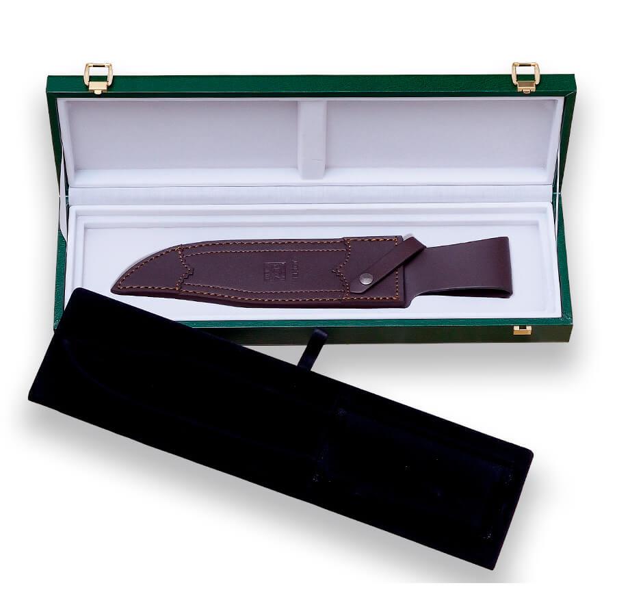 Cuchillo Bowie de caza y colección Joker con mango de asta de ciervo tallado