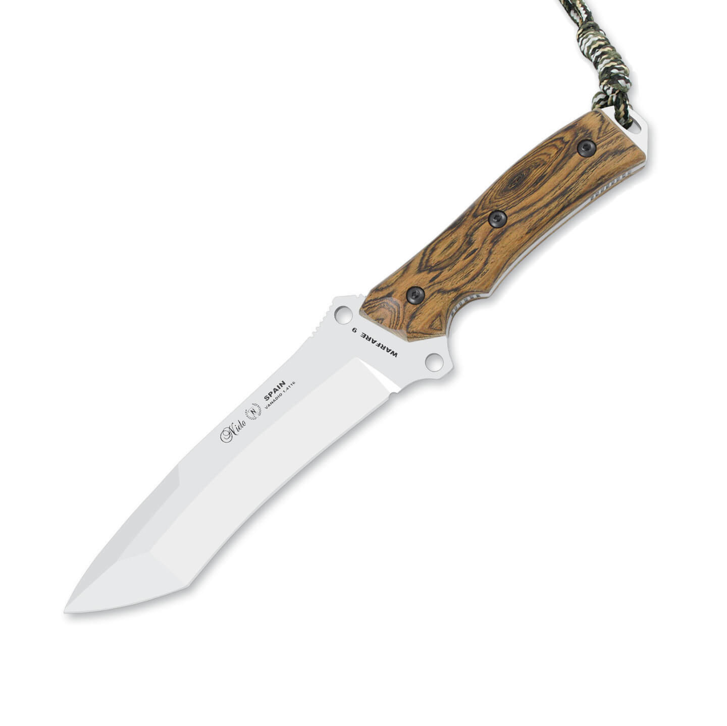 Faca tática Nieto Warfare com cabo de madeira bocote e lâmina de ...