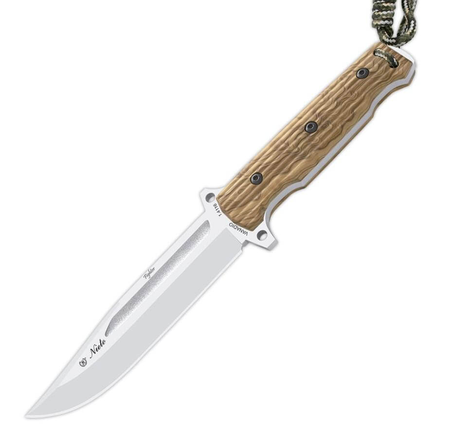 Faca tática Nieto Fighter Tracker com cabo em madeira de oliveira...