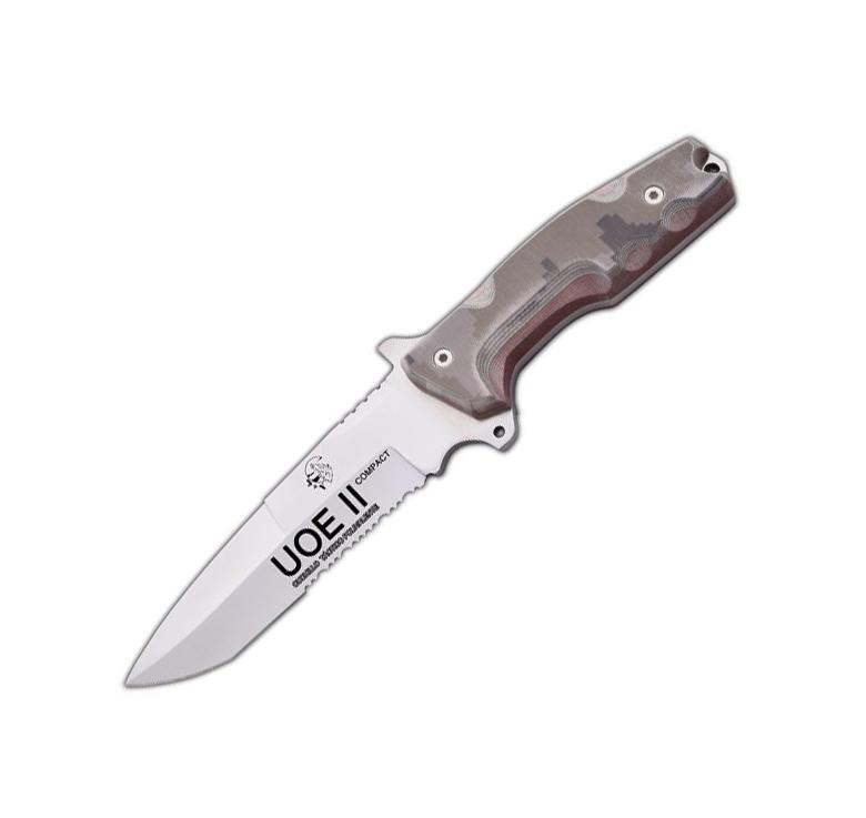 Faca Militar JV UOE II Compact com cabo camo micarta do deserto