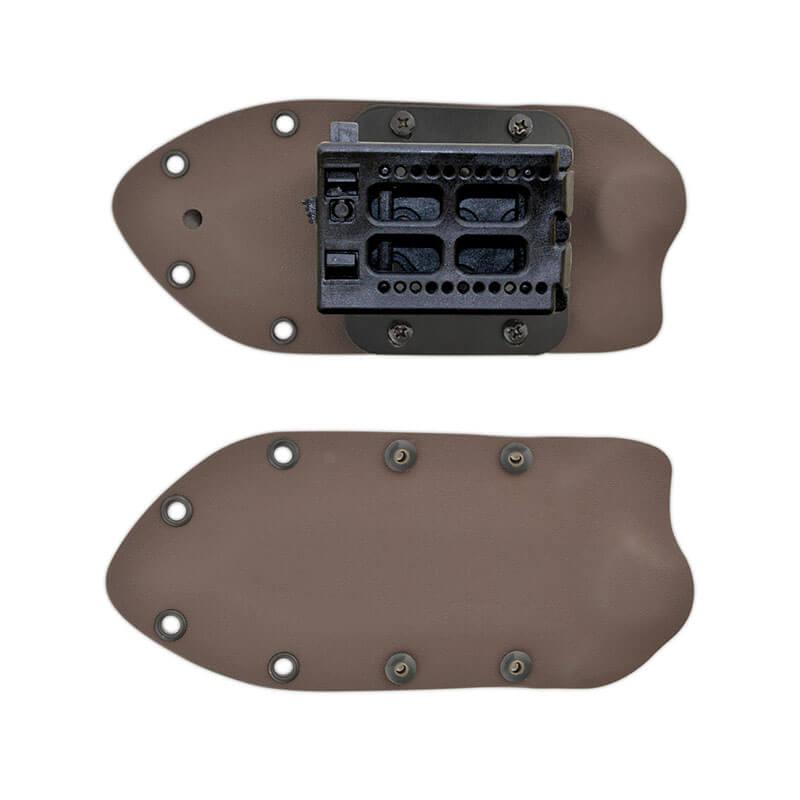 Cudeman ASALTO model tactical knife. Brown micarta handle. Kydex sheath