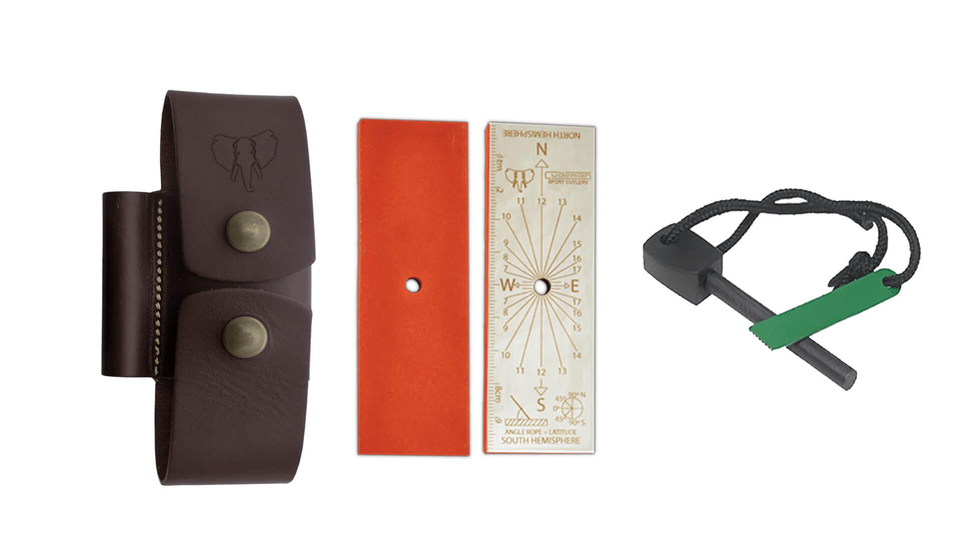 Cudeman braune Lederkupplung mit Extras. 11cm