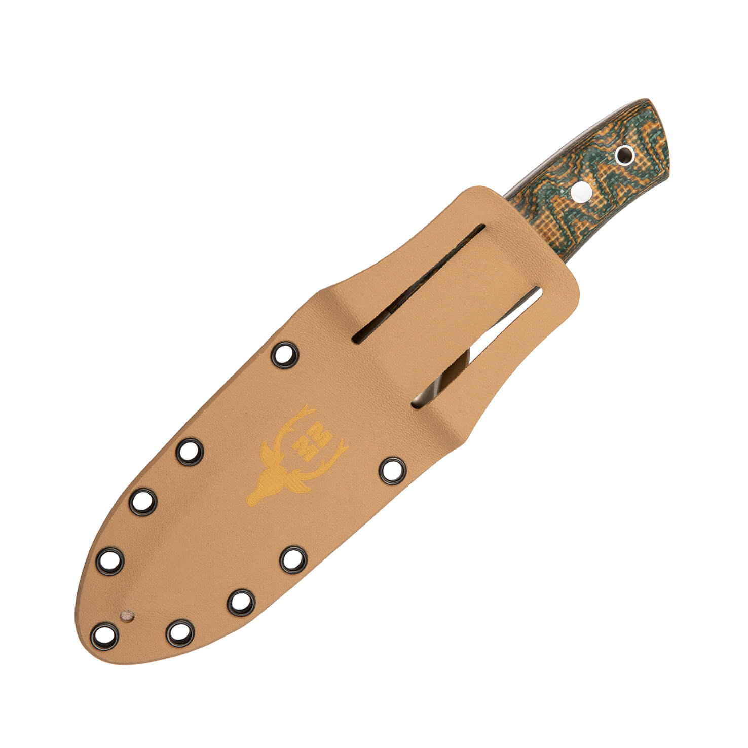 Kodiak tactical knife with SANDVIK 14C28N steel and green micarta handle with kydex sheath