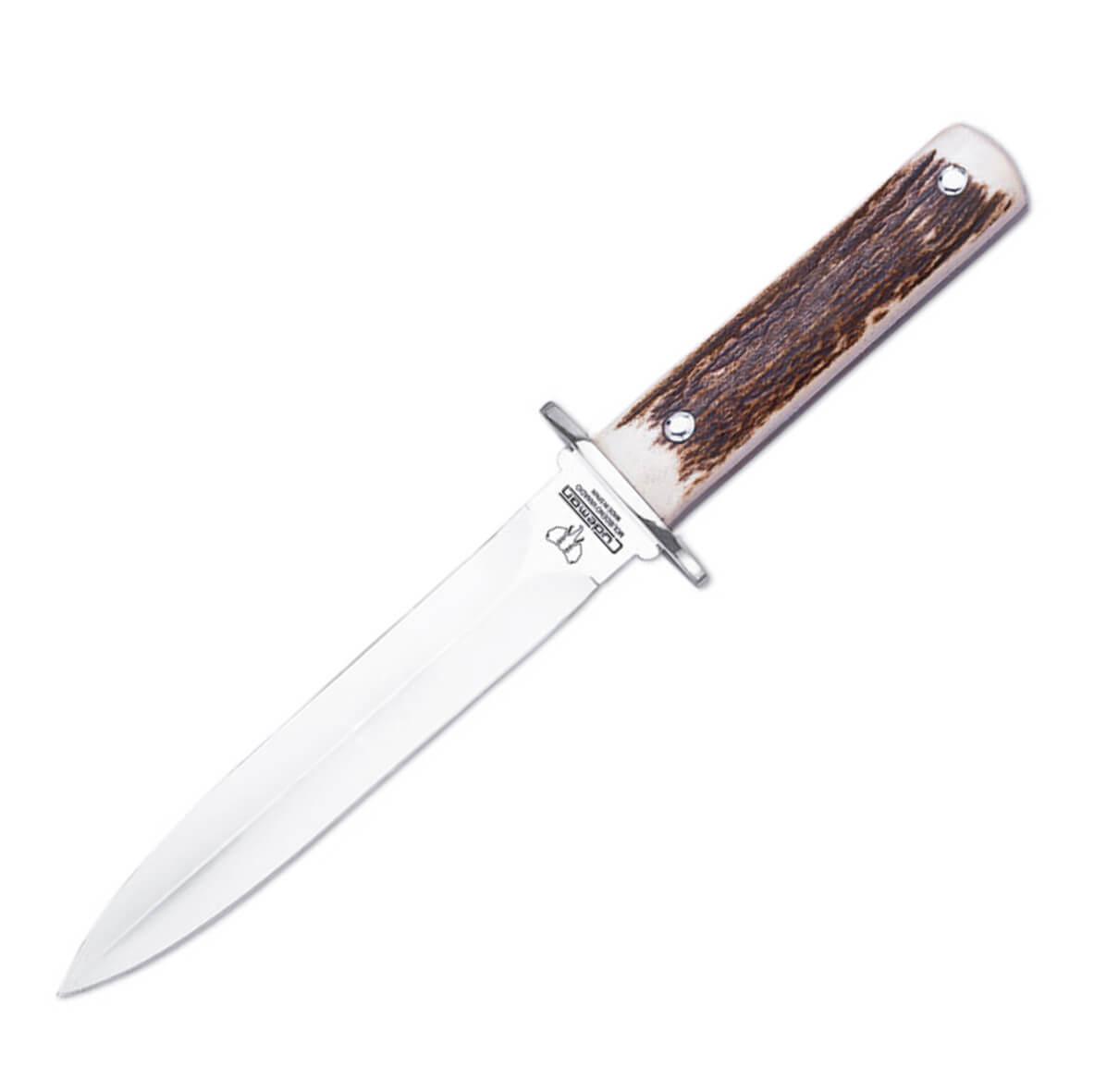 Mount Cudeman-Dolch. Polierter Hirschgriff. Klinge 16,5 cm.