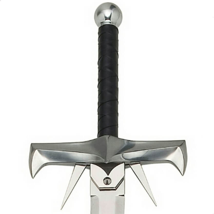 Spada Kurgan con elsa in metallo lucido rivestita in pelle Marto HI599