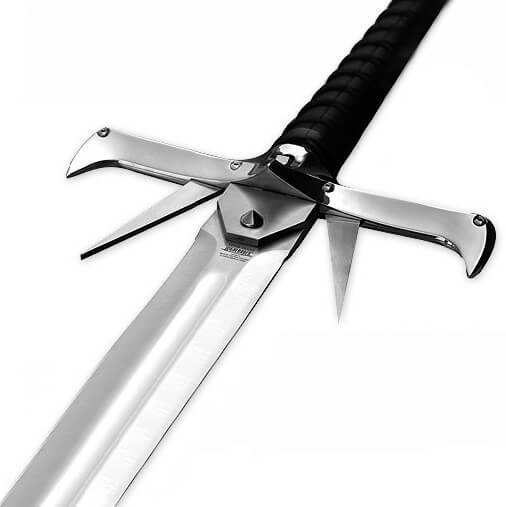 Spada Kurgan con elsa in metallo lucido rivestita in pelle Marto HI599