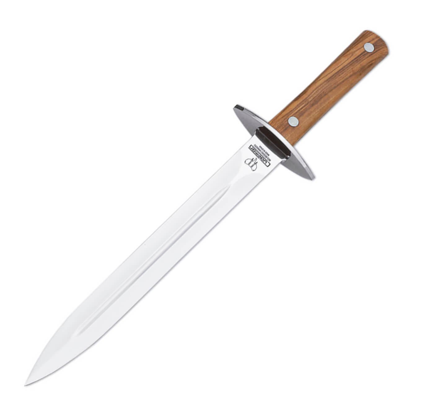 Punhal de caça de 23 cm de lâmina e cabo em madeira de oliveira