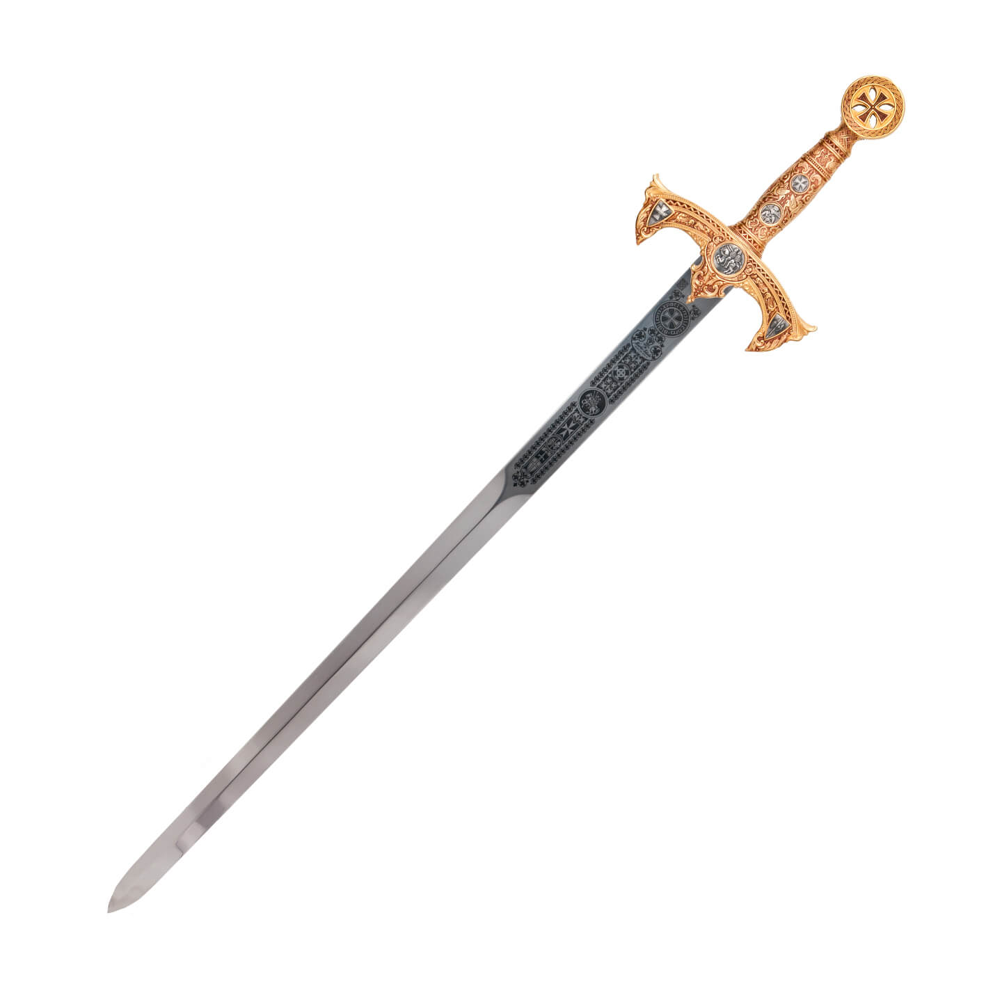 Espada Templária em ouro com gravação profunda Marto MA584