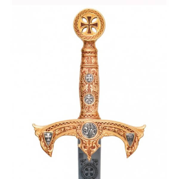 Espada Templária em ouro com gravação profunda Marto MA584