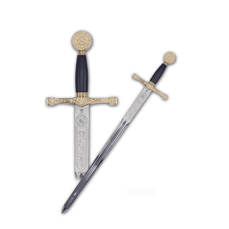 Espada de cadete Excalibur com punho dourado com gravuras Marto 8...