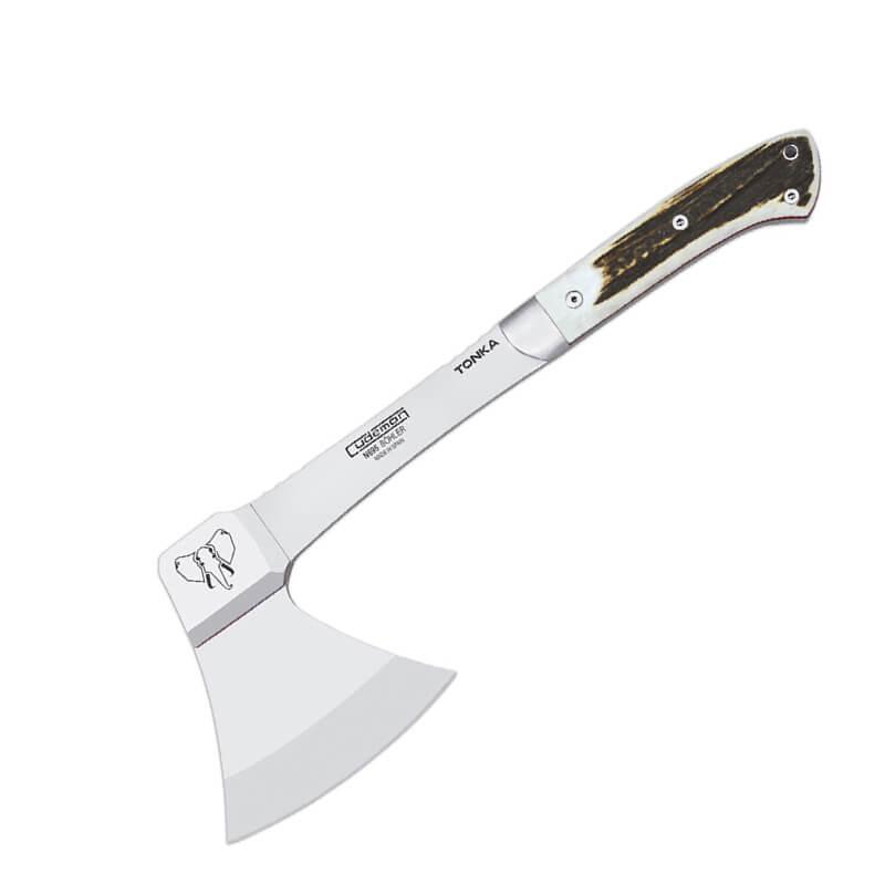Cudeman TONKA Jagdaxt. Polierter Hirschgriff