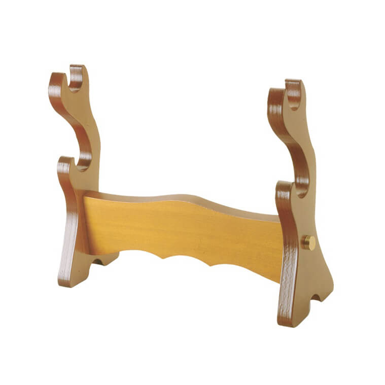 Armurerie de table en bois clair pour deux épées