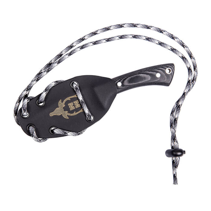 Muela Peccary Neck Knife mit 7 cm langer Klinge und schwarzem Micarta-Griff