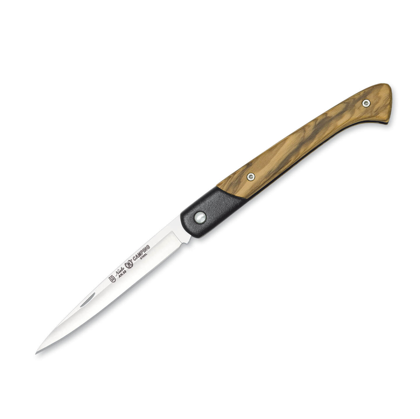 Navaja de bolsillo Nieto Camping con mango de madera de olivo y v...