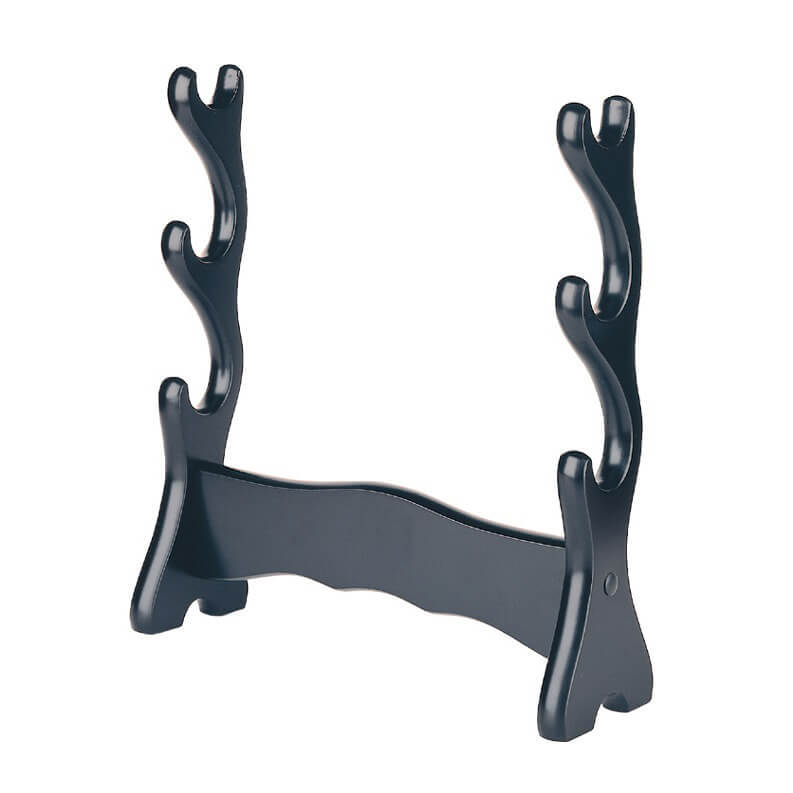 Porte-fusils de table en bois avec finition noire pour trois épée...